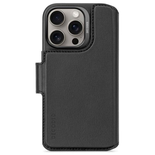 Decoded Portefeuille détachable 2 en 1 en cuir MagSafe iPhone 16 Pro Black