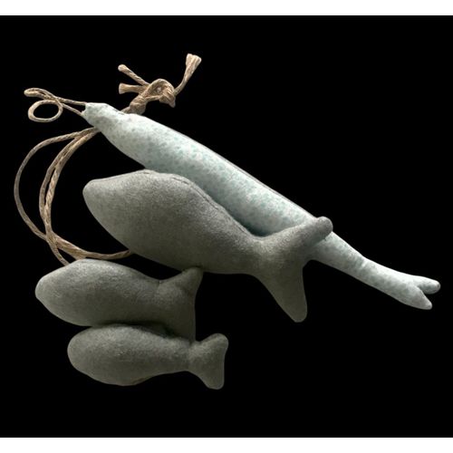 Ensemble trio de poissons et sardine feutrine à suspendre
