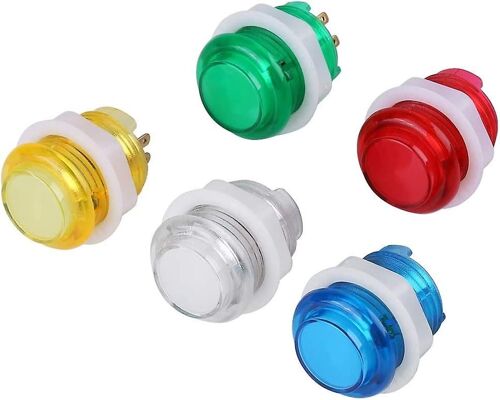 Lot De 5 Boutons D'arcade À Led, Bouton-Poussoir Lumineux À Réinitialisation Automatique Pour Jeux D'arcade À Pièces