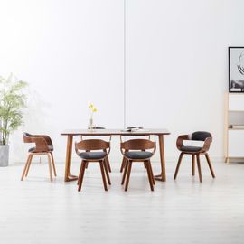 Vidaxl Chaises De Salle À Manger 6 Pcs Gris Foncé Tissu Et Bois Courbé