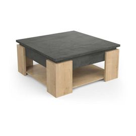 Table Basse Carrée Austin - Décor Chene Hamilton Et Sidewalk - L 80 X P 80 X H 37,2 Cm - Demeyere