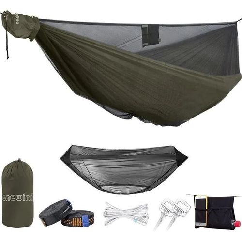 Onewind Hamac De Camping De 335 Cm Avec Moustiquaire, Hamac Double Ultraleger En Nylon Ripstop Avec Sangles D'arbre, Hamac Portable
