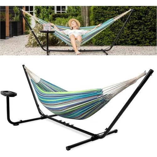 Vita5 Hamac Sur Pied Exterieur Pour Des Heures De Detente, Hamacs 2 Personnes Avec Toile En Coton, Support Portable Et Solide En Aci