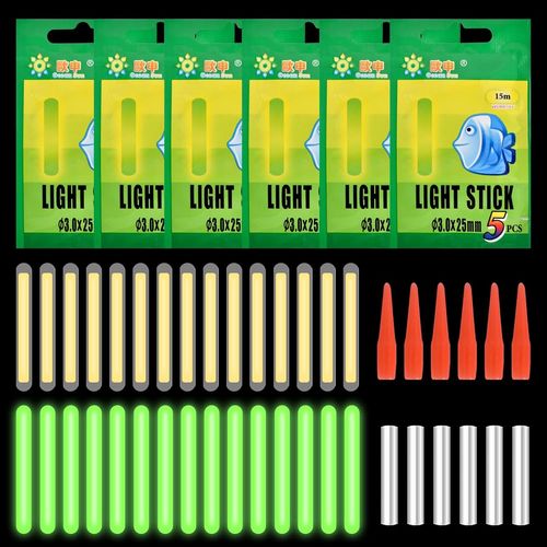 30 Pièces De Bâtons Lumineux Pour Pêche De Nuit,4,5x37mm Bâtons Lumineux Canne À Pêche,Lumière Fluorescente Vert Visible Jusqu'à 30 Mètres-Idéal Pour La Pêche Nocturne Et Matinale