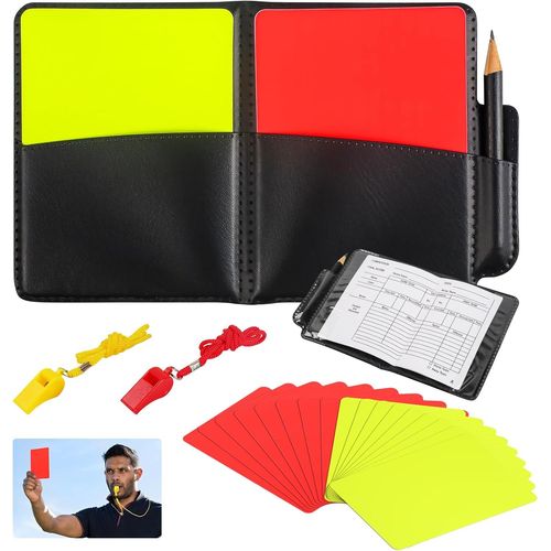 Sept-22 Pièces Football Kit Carton Arbitre Football, Set Arbitre Avec Sifflet, Carton Rouge Jaune Kit, Set Arbitrage Foot Pour De Manifestations Sportives