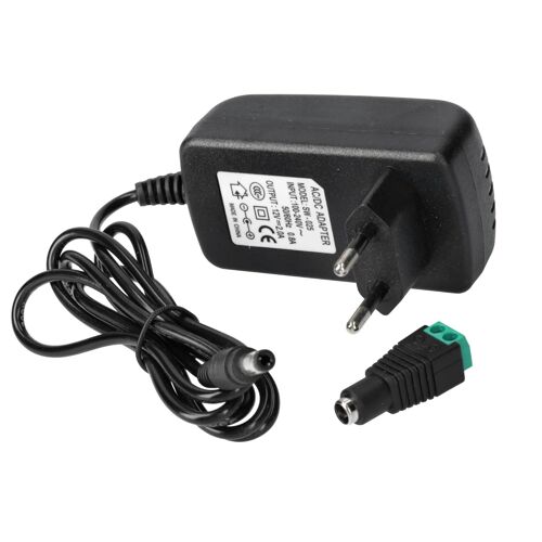 Transformateur d'alimentation enfichable 110/220V AC à 12V DC 24W 2A,câble 1m et connecteur Femelle. Installation intérieure IP20,pour Bande LED,néon ou appareils Basse Tension