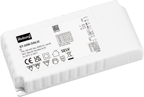 Transformateur LED Variable avec DALI 1-10V Bouton Poussoir (PUSH Pri) Courant de Sortie Sans Scintillement Bloc d'Alimentation Driver LED (25W 200-350mA)