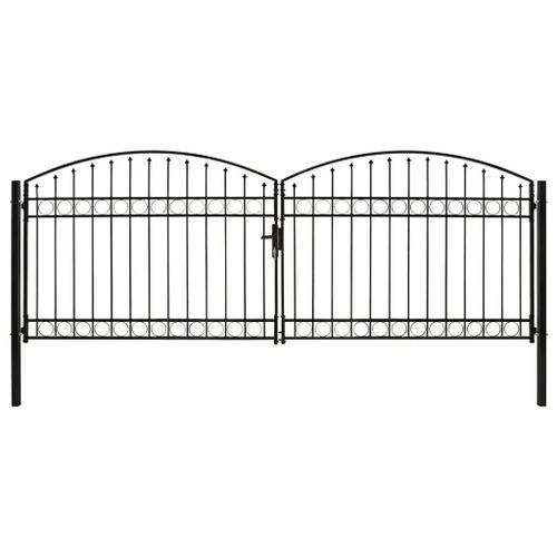 Prolenta Premium - Portillon Double Porte Avec Dessus Arqué Acier 400x150 Cm Noir