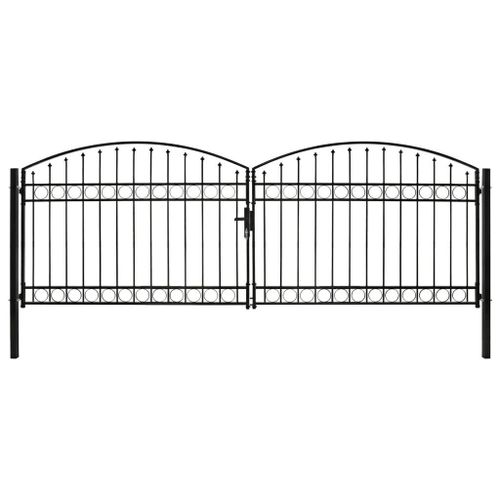 Prolenta Premium - Portillon Double Porte Avec Dessus Arqué Acier 400x125 Cm Noir