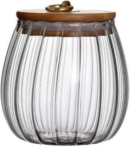 Gothicana By Empbocal En Verre Transparent De 750 Ml Avec Couvercle Hermétique En Bois D'acacia Pour Grains De Café, Thé, Épices, Sucre, Biscuits, Noix, Bonbons
