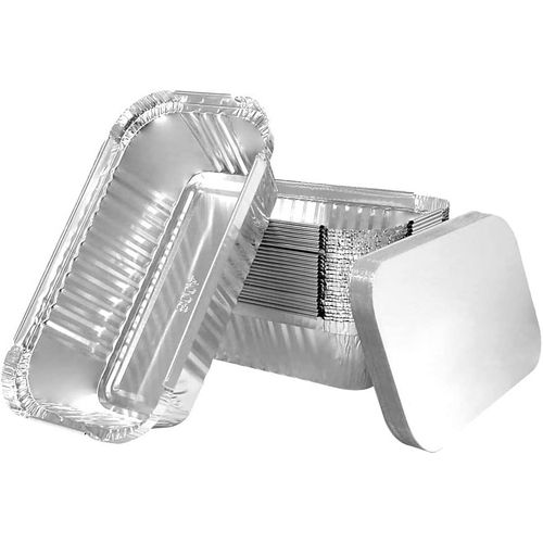 25 Barquettes en Aluminium Jetables avec Couvercle pour Transport de Nourriture-Congélation-Barbecue-Cuisson au four (650 ml)
