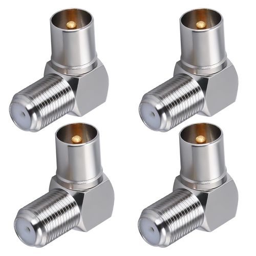 Connecteur Coaxial d'Antenne TV à 90 Degrés-Prise Mâle vers F Femelle-Adaptateur à Angle Droit pour Câble Satellite-4 Pièces