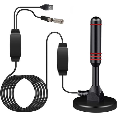 Antenne Tige Numérique, Antenne Tv Portable Avec Base Magnétique, Antenne Tv Puissante Dvb-T, Dvb-T2, Dtmb Avec Câble De 5 Mètres, Grande Puissance De Réception Gain De 30 Dbi