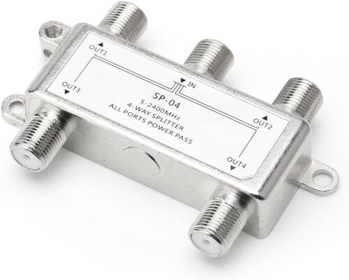 repartiteur TV,BKSAT Répartiteur 4 Voies,5-2400 mh,Compatible avec Dvb-S/S2,Dvb-T/T2,Dvb-C/C2 HDTV et UHD 4k,répartiteur d'antenne 4 Voies pour TV et radiodiffusion