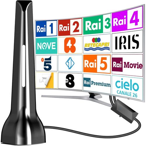Antenne Tv Numérique Interne, Amplifiée, 450 Mètres, 8 Canaux, Réception 360 Degrés