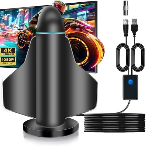 Antenne TV Intérieure,Antennes TNT HDTV avec Amplicateur de Signal Amélioré,Antenne TV Intérieure à Réception Longue Portée à 360°,pour 4K 1080P All HD Chaînes Télévision