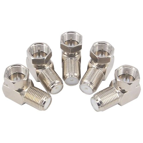 5PCS Adaptateur Coaxial F Angle Droit Connecteur F Coaxial 90 Degrés Connecteur Antenne TV Prise F Mâle à Femelle Adaptateur Satellite RG6 Fiche F pour Satellite SKY Virgin, Téléviseurs Muraux