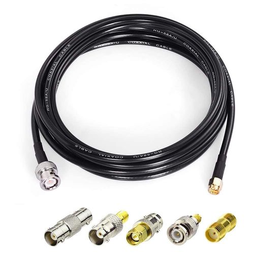 Câble SMA BNC 2m SMA Mâle à BNC Mâle RG58 Câble Antenne TV avec Kit de 5 Adaptateurs SMA vers BNC 50Ohm pour Antennes Réseau Sans Fil WiFi Radio Antenne Externe