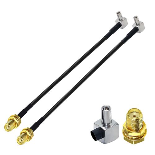SMA à ts9 rg174 câble SMA femelle à ts9 mâle à angle droit,ts9 à SMA adaptateur câble d'extension ts9 mâle à SMA femelle 6 pouces/15 cm 2 PCS pour antenne 2G 3G 4G LTE UMTS