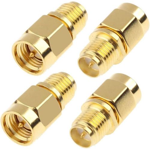SMA Male Plug to RP-SMA Female RF Straight Connector Gold Plating Adapter for Wi-FI Antenna Repeaters Radio Signal Extension Cable (4 Pack)