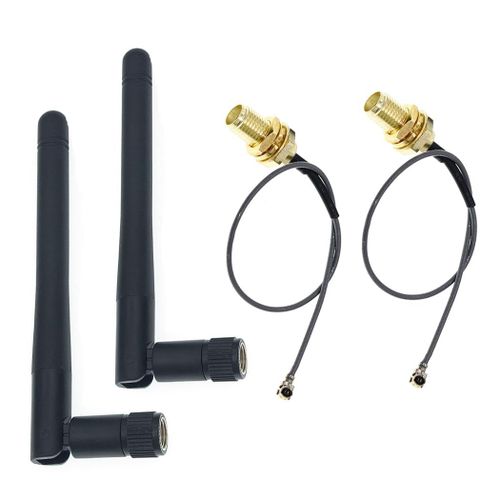 SUBZONAL-2pcs SMA à IPEX 2.4G Antenne WiFi 2.4GHz Antenne 3dBi IPEX 4 à RP Connecteur SMA pour routeur ZigBee Câble plié à angle droit à 90 degrés 15CM