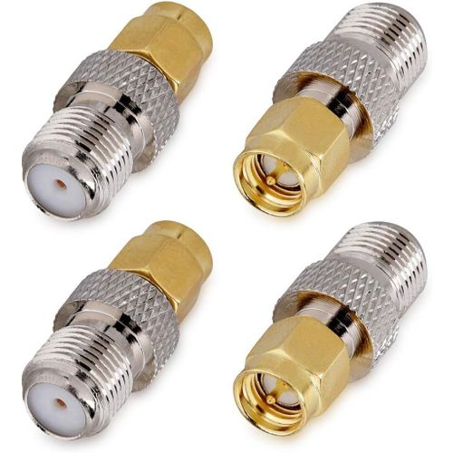 4X Adaptateur Fiche Type F Femelle vers SMA Mâle-Lot Connecteur Coaxial pour Fiche Antenne TV HD Scanner Radio Wi-FI Audio Vidéo