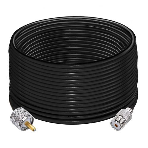 Câble UHF PL259 RG58 49.2Ft (15M) PL259 SO239 Câble d'extension mâle à femelle Câble coaxial CB à faible perte Noir pour radio bidirectionnelle Radio CB Dispositifs LAN sans fil