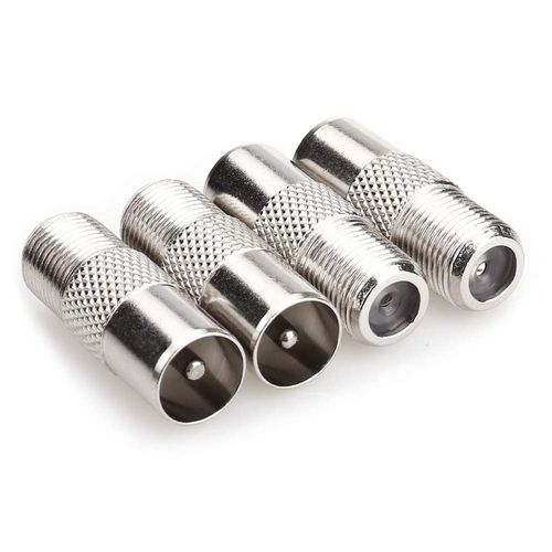 Coupleur d'antenne TV coaxial femelle vers mâle-Plaqué nickel. M-F Lot de 4