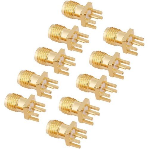 10 Pcs SMA Femelle Connecteur Prise de Base Jack Femelle Adaptateur Coaxial Montage RF PCB 50 Ohm Connecteurs en Laiton pour WiFi Antenne Répéteurs Radio Rallonge Câble