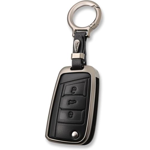 Kalanka-Coque Cle Cuir Alliage De Zinc, Etui Cle Avec Porte Clef Apte À Vw Volkswagen Golf 7 Polo Tiguan Seat Leon Cupra Fabia Ateca Skoda Octavia Superb