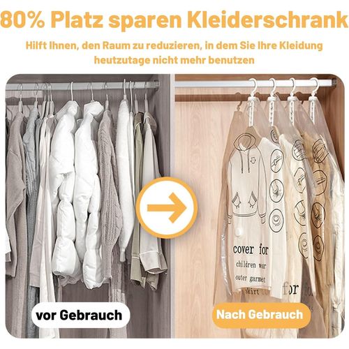 SJZG-Lot De 5 Sacs Sous Vide À Suspendre Pour Vêtements, 135 X 70 Cm, Pour Costumes, Doudounes, Manteau En Coton, Économisez 80 % D'Espace Pour Armoire, Sacs Sous Vide, Vêtements