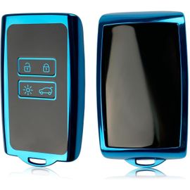 Lbgwp60-Coque De Clé De Voiture Pour Renault - 4 Boutons - Tpu - Gel De Silice - Pour Clio Koleos Kadjar Sandero Zoe Arkana Austral Duster Sandero Me E-Tech (Bleu Pas De Trou)
