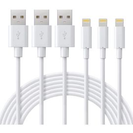 Lbgwp60-Iphone Câble 2m Lot De 3 Certifié Mfi Câble Lightning Avec Connecteur Résistant Charger Rapide Chargeur Compatible Avec Iphone 13/12/11/Xs/8 Plus/7 Plus/6s/Ipad Air/Airpods-Blanc