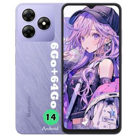 Blackview WAVE 8C Téléphone Portable 6.56" (2+4)Go+64Go/2 To 13MP+8MP 4700mAh Smartphone 4G Dual SIM Android 14,Face ID - Violet