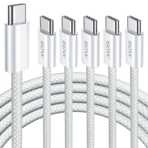 Lbgwp60-Lot 3 Câble De Charge Rapide 60w [Cottonbraid] Renforcé 1m, Chargeur Compatible Avec Iphone 15, Android, Usb-C Appareils