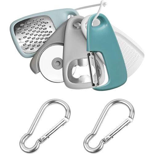 5 Pièces D'appareils De Cuisine Et 2 Morceaux De Carabiner,Ouvre-Bouteille Portable,Éplucheur De Fruits,Déchiqueteur De Pommes De Terre,Accessoires De Camping.