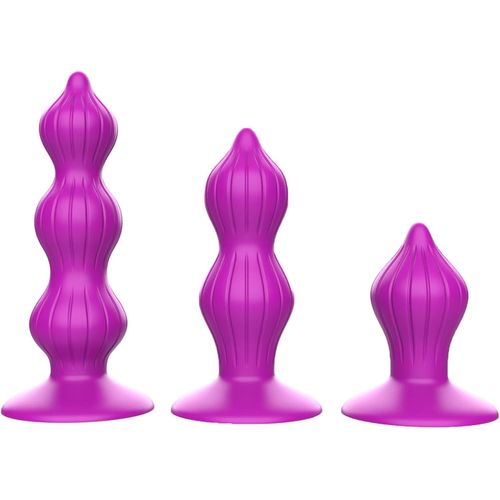 Kal-3pcs Set De Plugs Anaux En Silicone Avec Ventouses Solides Dilatateur Vaginal Et Anal Pour Masser La Prostate Et Le Point G (Purple)