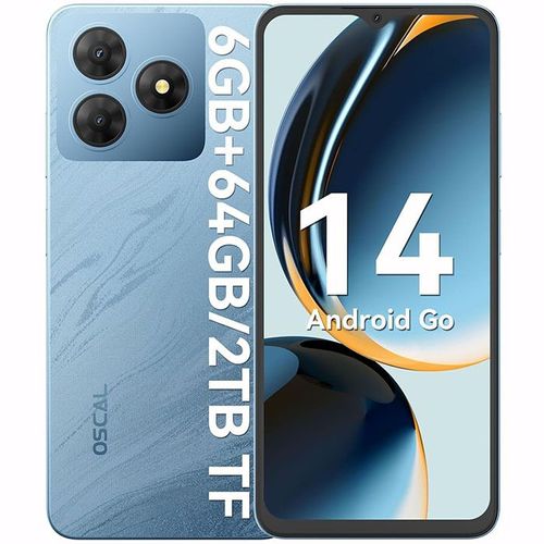 Téléphone Portable Oscal FLAT 2C 6,56" 6Go+64Go/SD 2To 5000mAh Android 14 GO Dual SIM - Bleu