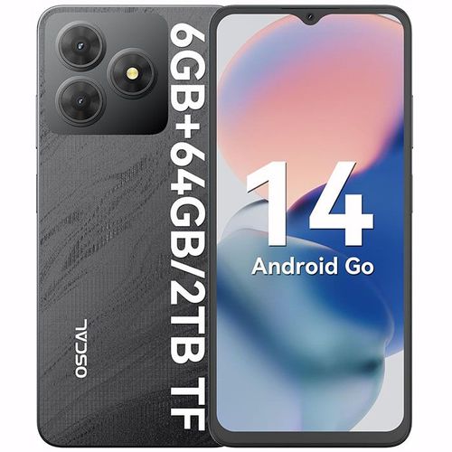 Téléphone Portable Oscal FLAT 2C 6,56" 6Go+64Go/SD 2To 5000mAh Android 14 GO Dual SIM - Noir