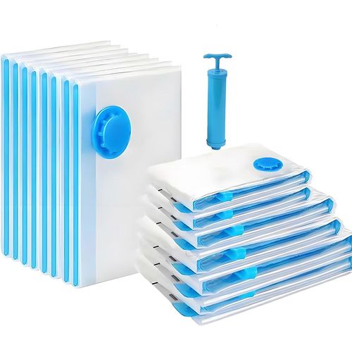 YEMAESRE-LotDe 20 Sacs Sous Vide Pour Vêtements Avec Pompe À Main De Voyage (100 X 70 Cm X 5 + 60 X 80 Cm X 5 + 50 X 70 Cm X 5 + 40 X 60 Cm X 5) Sacs De Rangement Sous Vide Pour Vêtements, Couettes