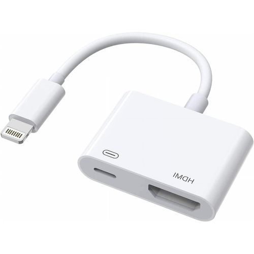 KALANKA-Adaptateur HDMI pour iPhone [Certification Apple MFi] Adaptateur AV numérique HDMI Lightning 1080P Video Audio Sync Screen Convertisseur avec port de charge Lightning, compatible avec HDTV