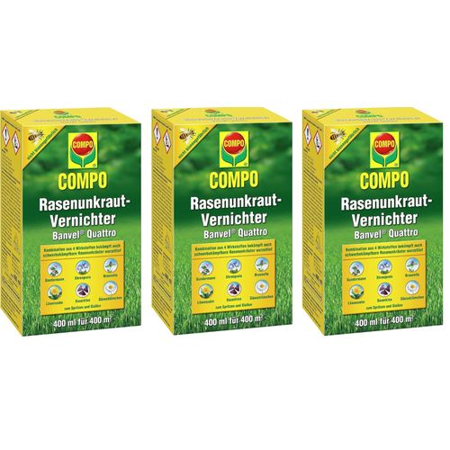 Lot 3 X Désherbant Pelouse Herbicide Compo Jardin Gazon Vert Mauvaise Herbe Concentré 1200ml -