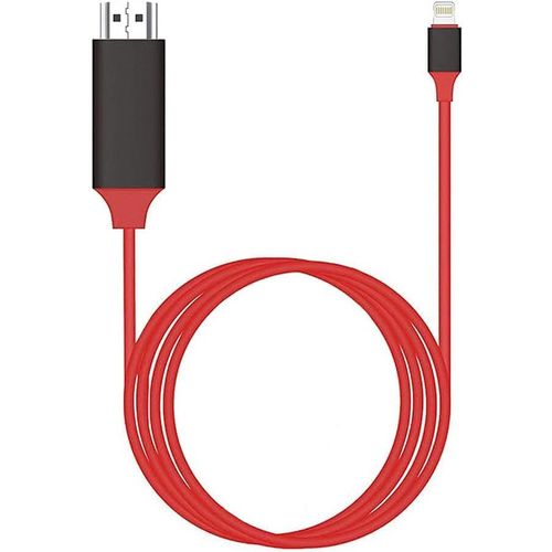 lbgwp60-Adaptateur Lightning Vers Hdmi, Certifié Apple Mfi 1080P Hdtv Compatible Avec Iphone, Ipad, Connecteur D'Écran De Synchronisation Av Numérique Sur Télév ur Hd, Projecteur (Rouge)