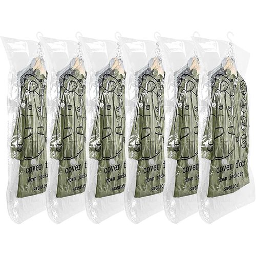 TIANYI-Sac de Rangement sous vide 6 Pièces, 110x70cm Sac Sous vide Vetement, Housse de Rangement Sous Vide pour vêtements, costumes, robes, manteaux ou vestes, transparents et réutilisables