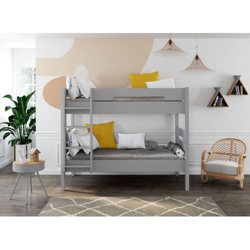 Lit Superposé Séparable Bois Massif 90x190 Gris