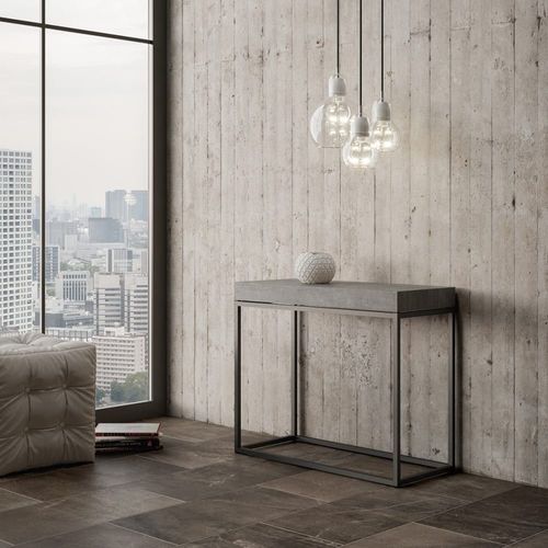 Console Extensible 90x40/300 Cm Effet Bois Gris Béton