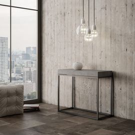 Console Extensible 90x40/300 Cm Effet Bois Gris Béton