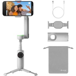 lbgwp60-Flow Pro Pack Standard - Stabilisateur Pour Smartphone Alimenté Par L'Ia, Compatible Apple Dockkit, Suivi Panoramique Infini À 360º, Stabilisation 3 Axes, Trépied Intégré, Portable Et Pliable