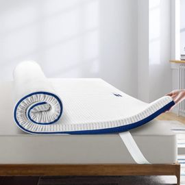 lbgwp60-Topper 120 X 190 Cm, Hauteur 10 Cm, Matelas Correcteur En Mousse À Mémoire De Forme, Matelas Avec 4 Coins Élastiques, Amovible Et Lavable