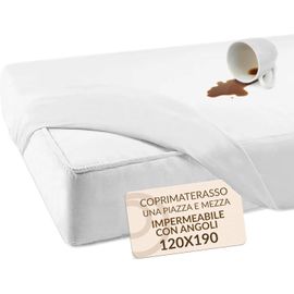 Protège-matelas imperméable 1 place et demie-Ciré lit une place et demie-Protège-matelas imperméable hypoallergénique-Housse de matelas avec coins 120 x 190 cm
